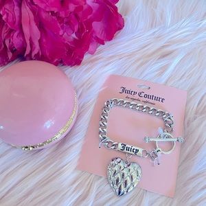 SOLD********Silver Juicy Couture Rhinestone Bling Luxury Charm Bracelet